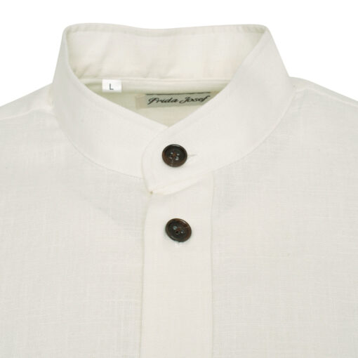 MEN'S FRENCH LINEN SHORT SLEEVE GRANDAD COLLAR SHIRT - Image 2
