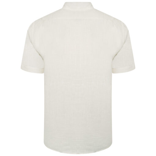 MEN'S FRENCH LINEN SHORT SLEEVE GRANDAD COLLAR SHIRT - Image 3