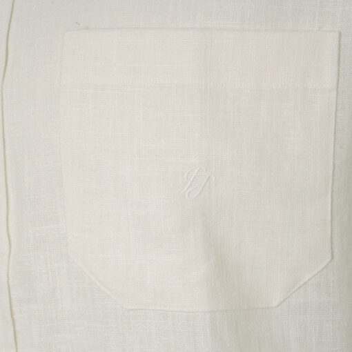MEN'S FRENCH LINEN SHORT SLEEVE GRANDAD COLLAR SHIRT - Image 4