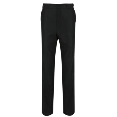 MENS BLACK 100% BRITISH WOOL SELF STRIPE TROUSERS