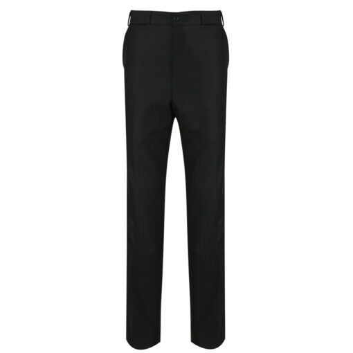 MENS BLACK 100% BRITISH WOOL SELF STRIPE TROUSERS