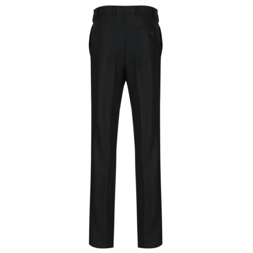 MENS BLACK 100% BRITISH WOOL SELF STRIPE TROUSERS - Image 2