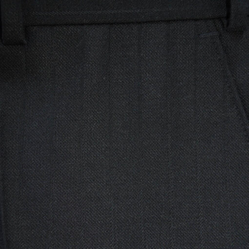 MENS BLACK 100% BRITISH WOOL SELF STRIPE TROUSERS - Image 4