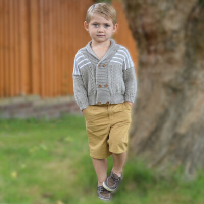 'RICKY' - BOY’S SHAWL COLLAR DOUBLE BREASTED ORGANIC CARDIGAN