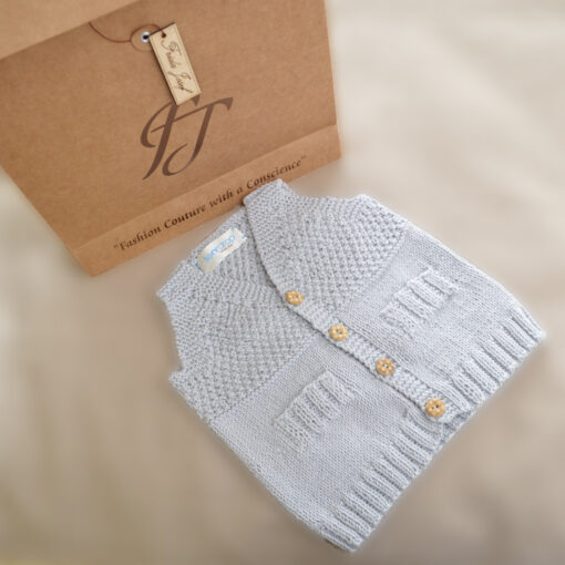 'ANTHONY' - BOY'S SLEEVELESS ORGANIC COTTON CARDIGAN - Image 2