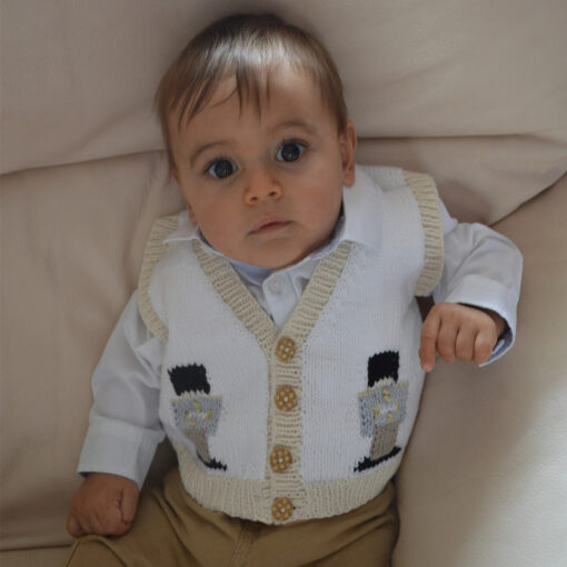 'FRANKIE' - BOY'S SLEEVELESS TOY SOLDIER ORGANIC COTTON CARDIGAN