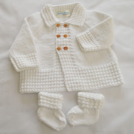 BABY BOY’S Organic MATINEE COAT AND BOOTIE SET