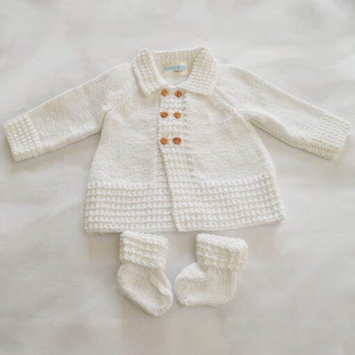 BABY BOY’S Organic MATINEE COAT AND BOOTIE SET - Image 2