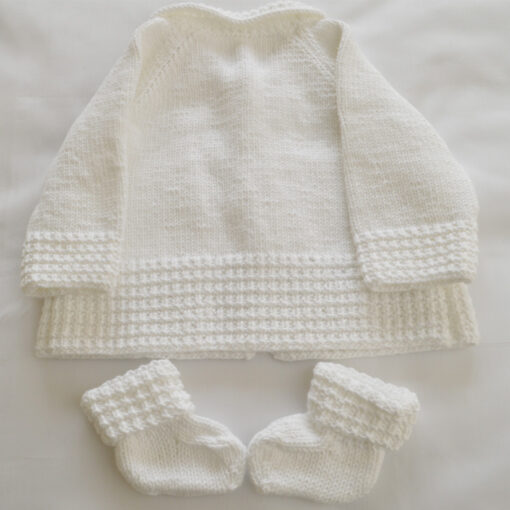 BABY BOY’S Organic MATINEE COAT AND BOOTIE SET - Image 3