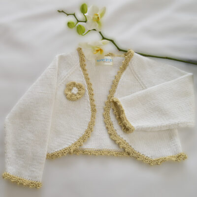 'EVIE' ORGANIC COTTON GIRL'S BOLERO - WHITE