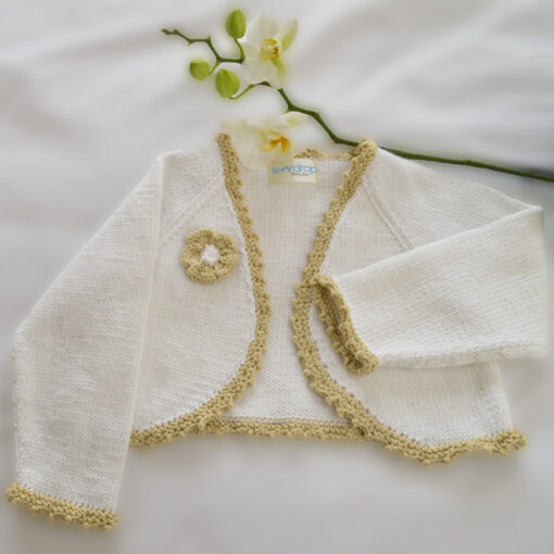 'EVIE' ORGANIC COTTON GIRL'S BOLERO - WHITE