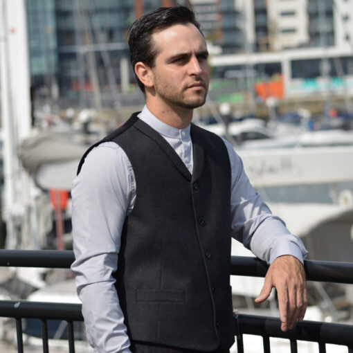 MENS 100% BRITISH WOOL SHAWL NECK WAISTCOAT - Image 2
