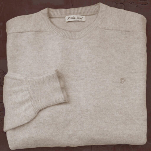 MEN'S SWEATER CREWNECK LAMBSWOOL BEIGE - Image 3